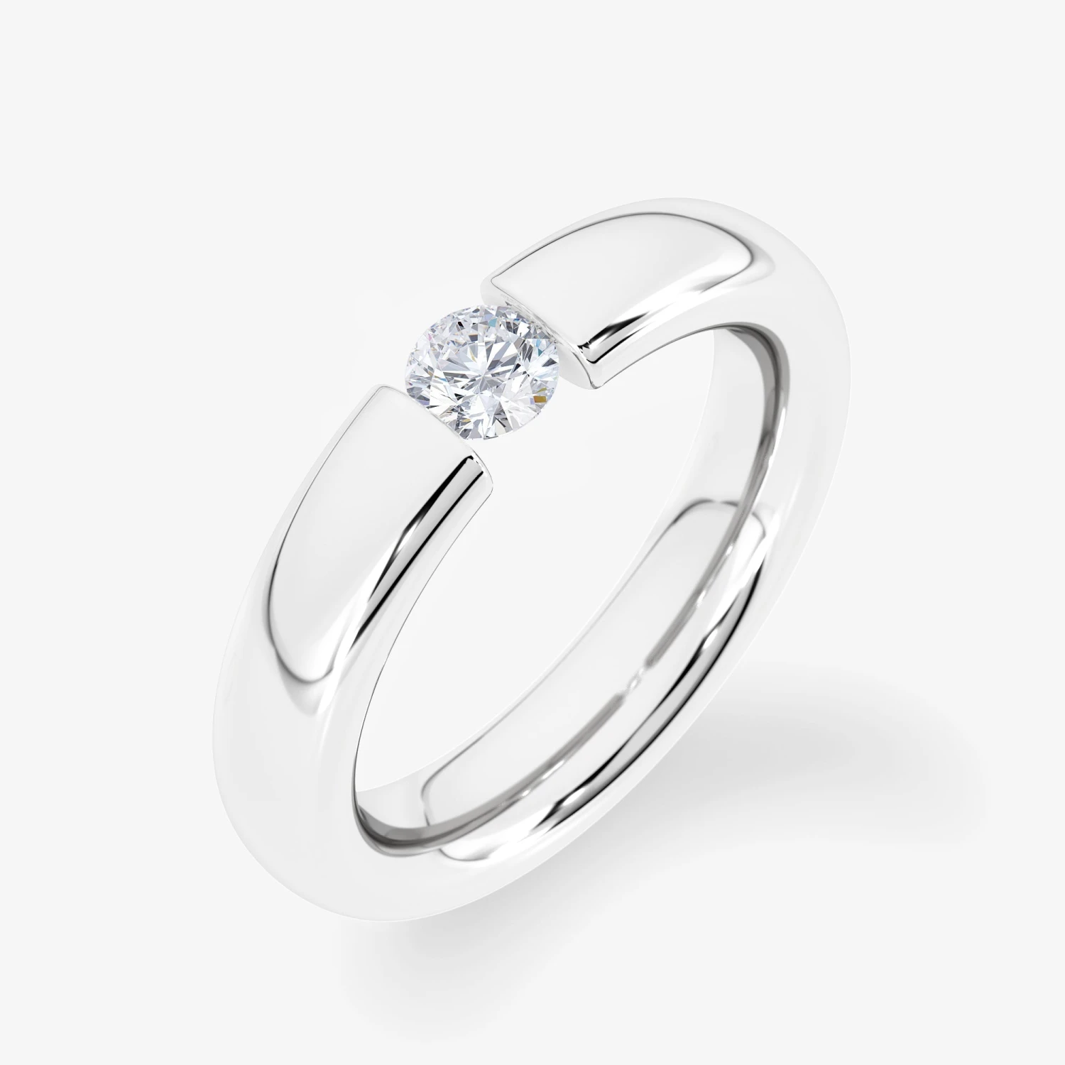 18K Gold Tension Diamond Wedding Ring 4 18K Gold Tension Diamond Wedding Ring - Afbeelding 4