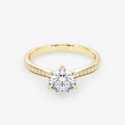Embellished Solitaire 0.70 Carat Brilliant Cut Diamond 18K Gold Ring -Royal Coster Yellow 3 7