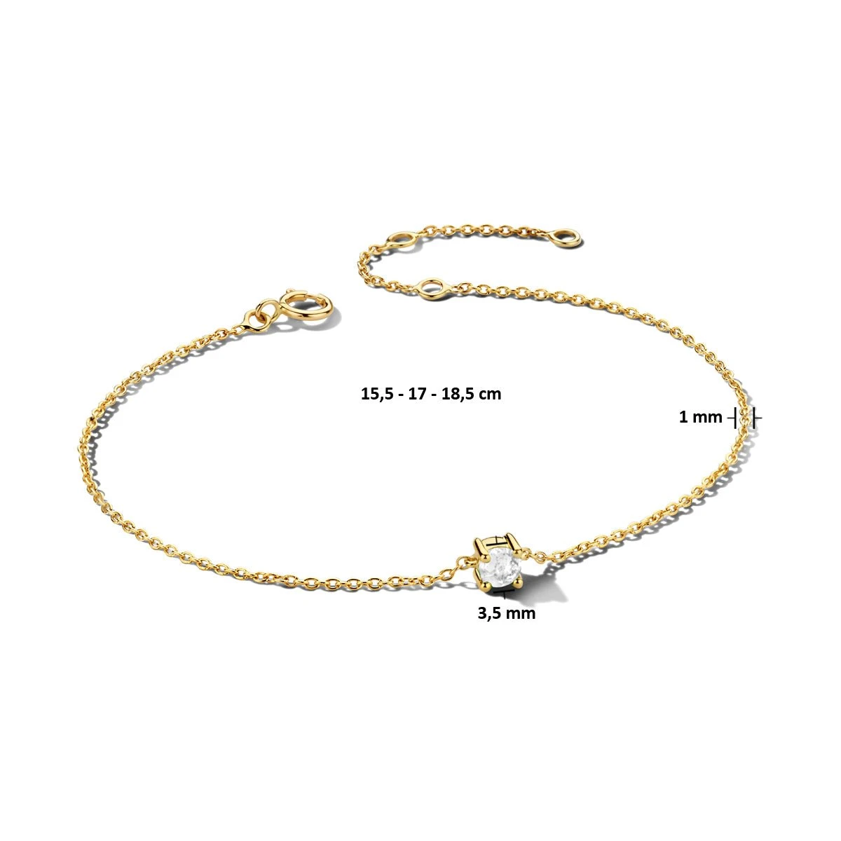 April Birthstone Bracelet 14K Yellow Gold 2 April Birthstone Bracelet 14K Yellow Gold - Afbeelding 2