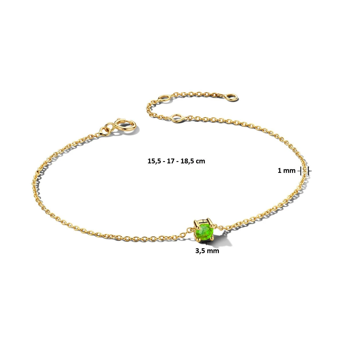 August Birthstone Bracelet 14K Yellow Gold 3 August Birthstone Bracelet 14K Yellow Gold - Afbeelding 3