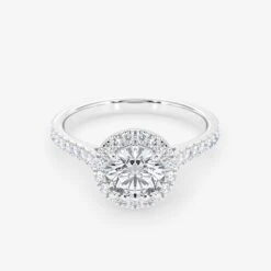 Embellished Halo 1.00 Carat Brilliant Cut Diamond 18K Gold Ring