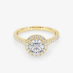 Embellished Halo 1.00 Carat Brilliant Cut Diamond 18K Gold Ring -Royal Coster embellished halo 100 carat brilliant cut diamond 18k gold ring royal coster diamonds 680730