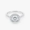 Embellished Halo 1.50 Carat Brilliant Cut Diamond 18K Gold Ring