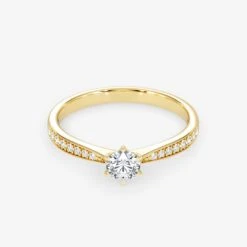 Embellished Solitaire 0.25 Carat Brilliant Cut Diamond 18K Gold Ring