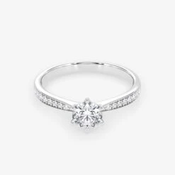 Embellished Solitaire 0.50 Carat Brilliant Cut Diamond 18K Gold Ring