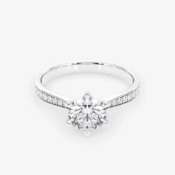 Embellished Solitaire 1.00 Carat Brilliant Cut Diamond 18K Gold Ring