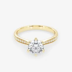 Embellished Solitaire 1.00 Carat Brilliant Cut Diamond 18K Gold Ring -Royal Coster embellished solitaire 100 carat brilliant cut diamond 18k gold ring royal coster diamonds 858448