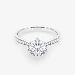 Embellished Solitaire 1.53 Carat Brilliant Cut Diamond 18K Gold Ring