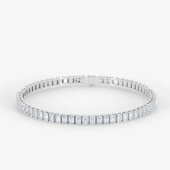Emerald Cut Diamond Tennis Bracelet 18K White Gold
