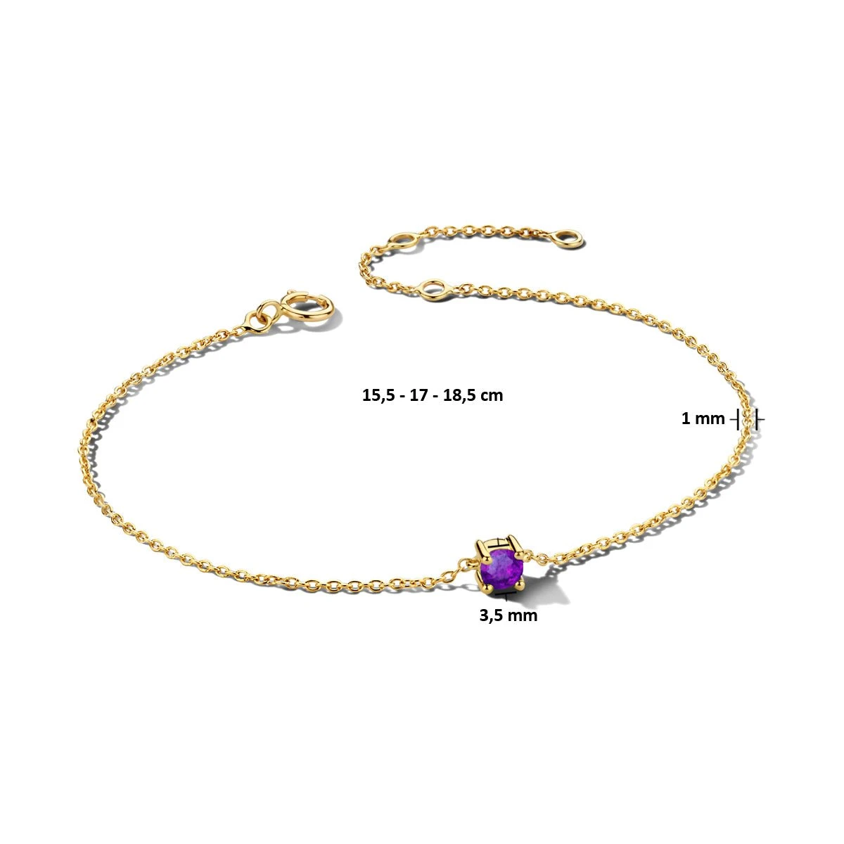 February Birthstone Bracelet 14K Yellow Gold 2 February Birthstone Bracelet 14K Yellow Gold - Afbeelding 2