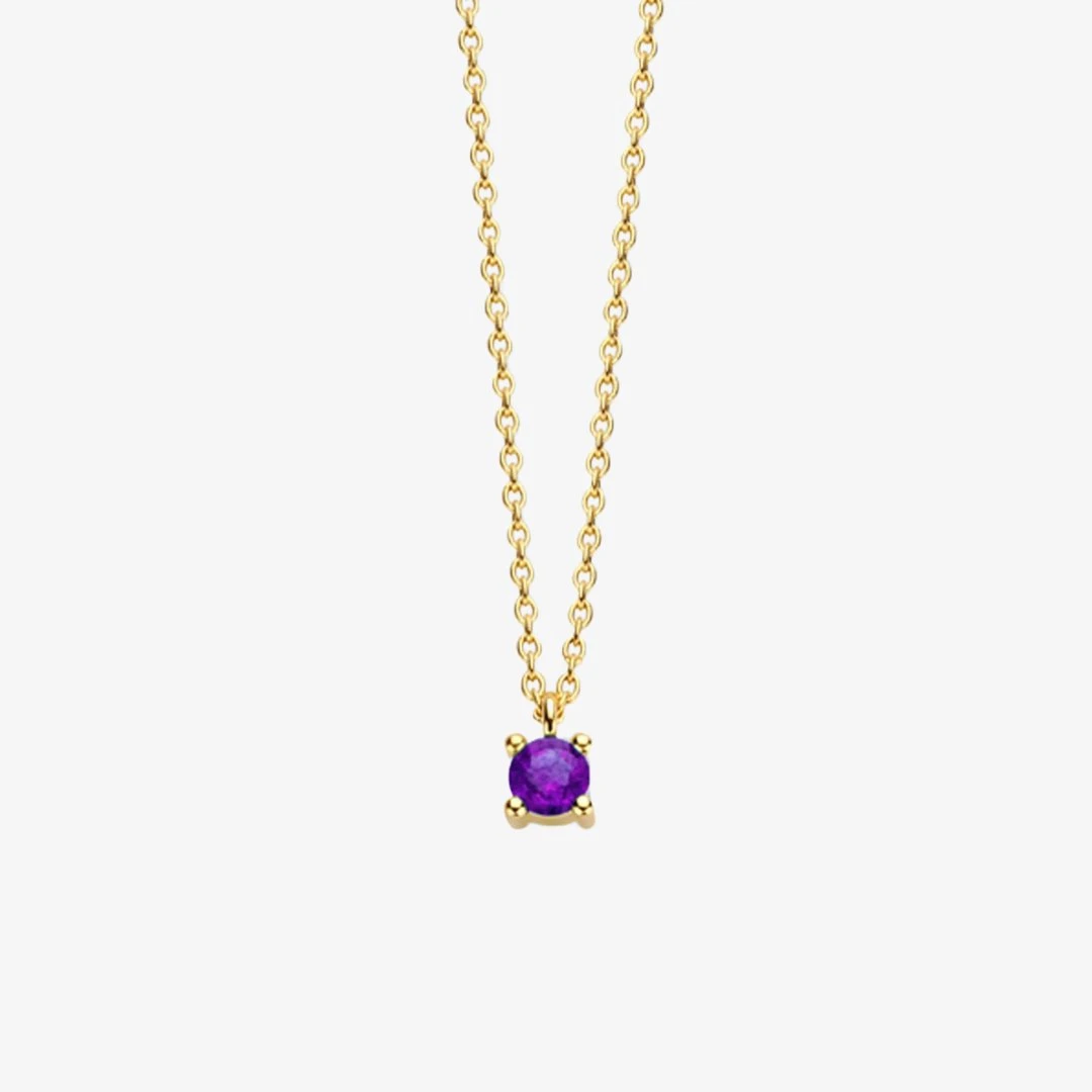 February Birthstone Necklace 14K Yellow Gold 1 February Birthstone Necklace 14K Yellow Gold