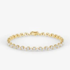 Four Prong Diagonally Diamond Tennis Bracelet 18K Gold