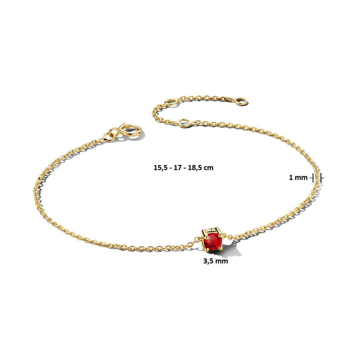 July Birthstone Bracelet 14K Yellow Gold 2 July Birthstone Bracelet 14K Yellow Gold - Afbeelding 2