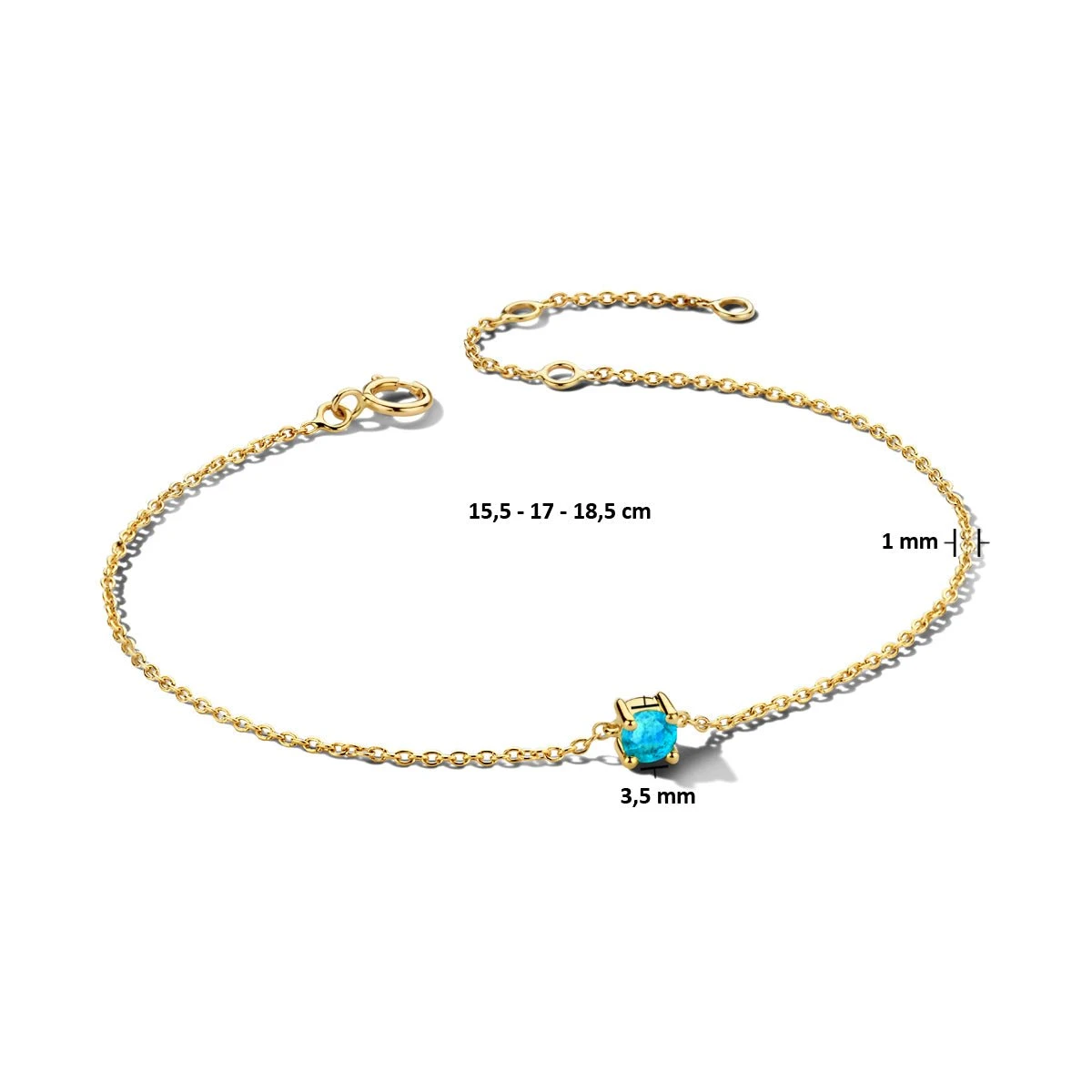 March Birthstone Bracelet 14K Yellow Gold 2 March Birthstone Bracelet 14K Yellow Gold - Afbeelding 2