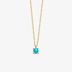 March Birthstone Necklace 14K Yellow Gold