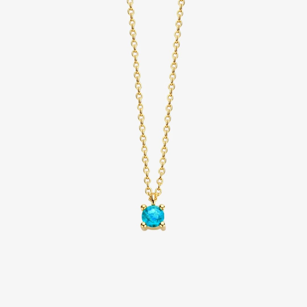 March Birthstone Necklace 14K Yellow Gold 1 March Birthstone Necklace 14K Yellow Gold