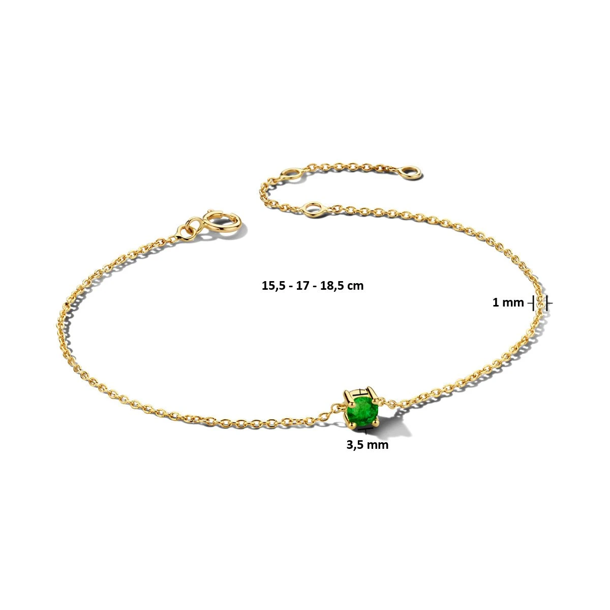 May Birthstone Bracelet 14K Yellow Gold 2 May Birthstone Bracelet 14K Yellow Gold - Afbeelding 2