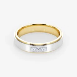 14K Bi-Color Gold Diamond Cluster Brushed Wedding Ring -Royal Coster royal coster diamonds 015 carat 18k gold wedding ring royal coster diamonds 185550