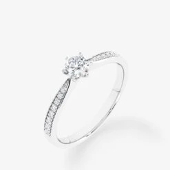 Embellished Solitaire 0.25 Carat Brilliant Cut Diamond 18K Gold Ring -Royal Coster royal coster diamonds 025 carat brilliant cut diamond 18k gold ring with side stones royal coster diamonds 948681