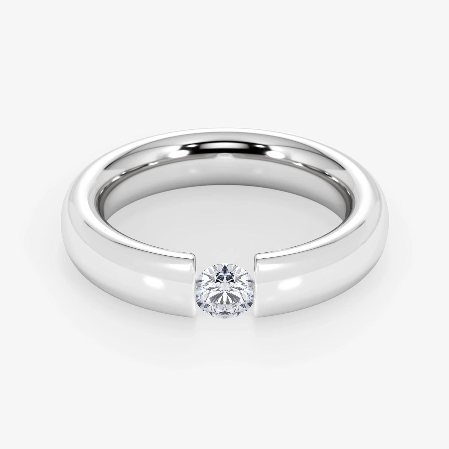 18K Gold Tension Diamond Wedding Ring 1 18K Gold Tension Diamond Wedding Ring