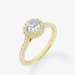 Embellished Halo 0.50 Carat Brilliant Cut Diamond 18K Gold Ring -Royal Coster royal coster diamonds 050 carat brilliant cut diamond 18k gold ring halo with side stones royal coster diamonds 345559