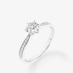 Embellished Solitaire 0.50 Carat Brilliant Cut Diamond 18K Gold Ring -Royal Coster royal coster diamonds 050 carat brilliant cut diamond 18k gold ring with side stones royal coster diamonds 118935