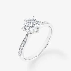 Embellished Solitaire 0.70 Carat Brilliant Cut Diamond 18K Gold Ring -Royal Coster royal coster diamonds 070 carat brilliant cut diamond 18k gold ring with side stones royal coster diamonds 357631