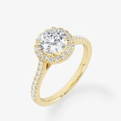 Embellished Halo 1.00 Carat Brilliant Cut Diamond 18K Gold Ring -Royal Coster royal coster diamonds 101 carat brilliant cut diamond 18k gold ring halo with side stones royal coster diamonds 809062