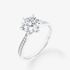 Embellished Solitaire 1.53 Carat Brilliant Cut Diamond 18K Gold Ring -Royal Coster royal coster diamonds 153 carat brilliant cut diamond 18k gold ring with side stones royal coster diamonds 281376