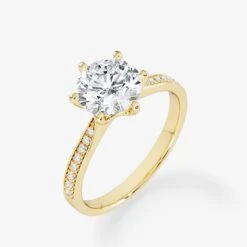Embellished Solitaire 1.53 Carat Brilliant Cut Diamond 18K Gold Ring -Royal Coster royal coster diamonds 153 carat brilliant cut diamond 18k gold ring with side stones royal coster diamonds 374775